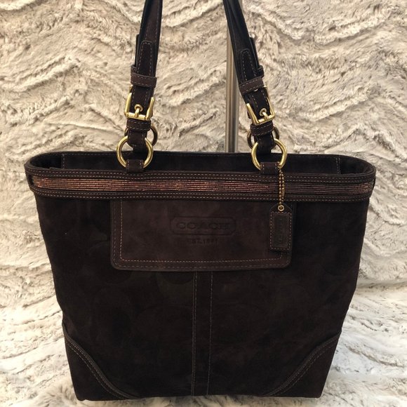 Dark Brown Suede Signature with Sequins Trim - Picture 1 of 3